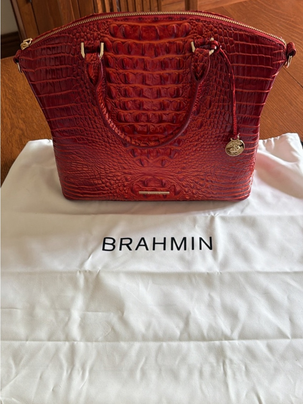 Brahmin Red, Large Duxbury Satchel